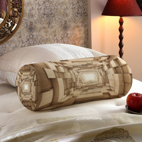 Тканевая подушка подголовник «Тоннель из древесных кубов» вид 5