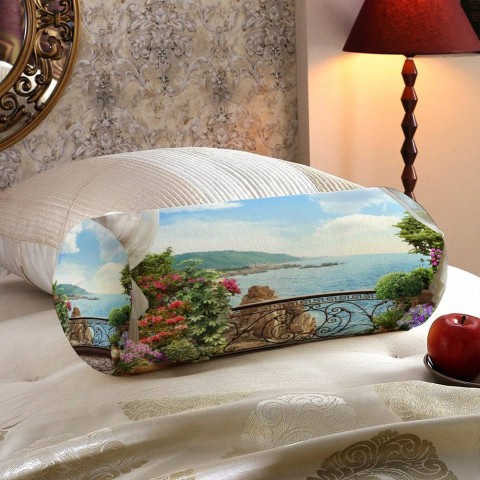 Декоративная подушка для дивана «Балкон на скалистом берегу океана» вид 5