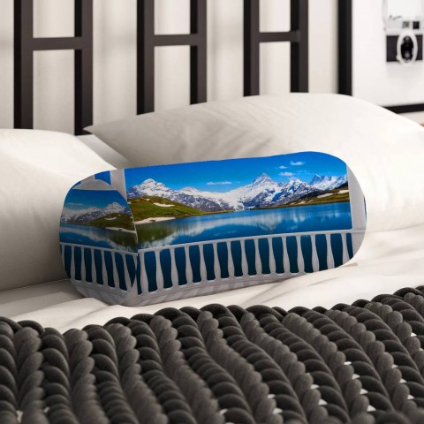 Интерьерная подушка в форме валика «Балкон с видом на горы» вид 2