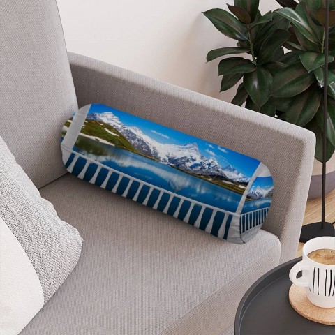 Интерьерная подушка в форме валика «Балкон с видом на горы» вид 4