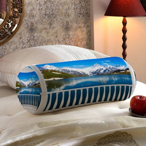 Интерьерная подушка в форме валика «Балкон с видом на горы» вид 5
