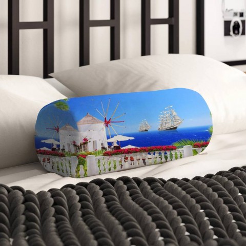 Тканевая подушка-валик «Балкон с видом на корабли» вид 2