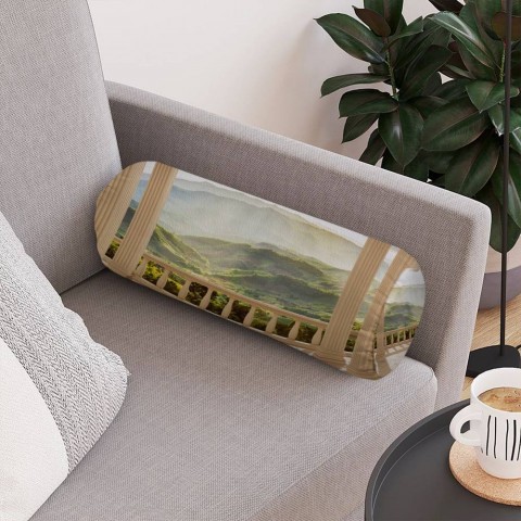 Тканевая подушка для дивана «Балкон с видом на солнечную долину» вид 4