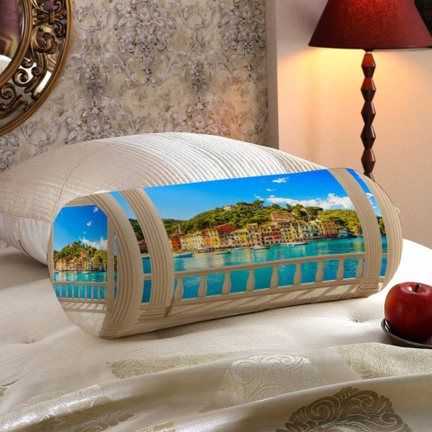 Декоративная подушка-валик «Балкон с видом на средиземноморский город» вид 5