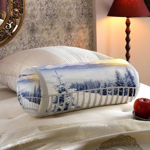 Декоративная подушка-валик «Вид с балкона на зимний лес» вид 5