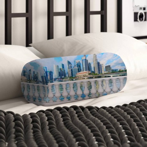 Декоративная подушка в форме валика «Набережная с видом на мегаполис» вид 2