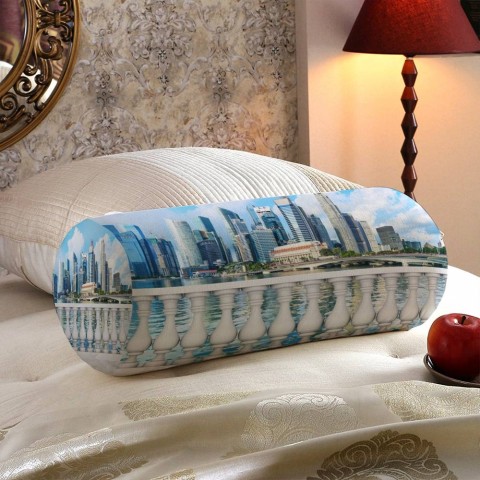 Декоративная подушка в форме валика «Набережная с видом на мегаполис» вид 5