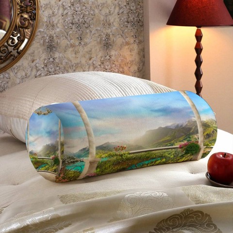 Декоративная вытянутая подушка «Рассвет в горной долине» вид 5