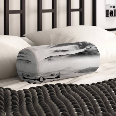 Интерьерная подушка в форме валика «Туманный пейзаж»