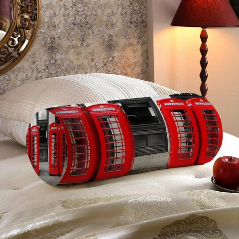 Тканевая подушка в форме валика «Телефонные будки» вид 5