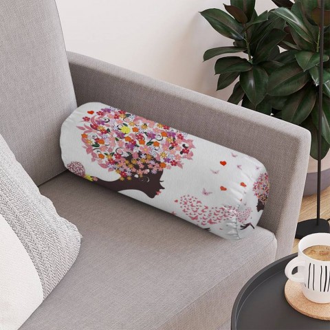 Декоративная подушка-валик «Девушка-весна» вид 4