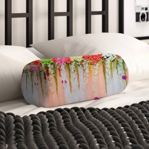 Декоративная подушка в форме валика «Россыпь ниспадающих цветов» вид 2