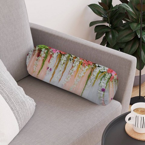 Декоративная подушка в форме валика «Россыпь ниспадающих цветов» вид 4