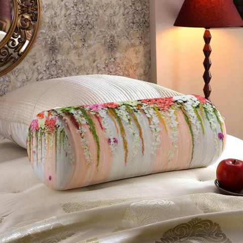 Декоративная подушка в форме валика «Россыпь ниспадающих цветов» вид 5
