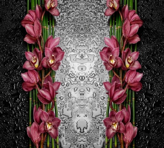Декоративная подушка подголовник «Орхидеи в росе» вид 3