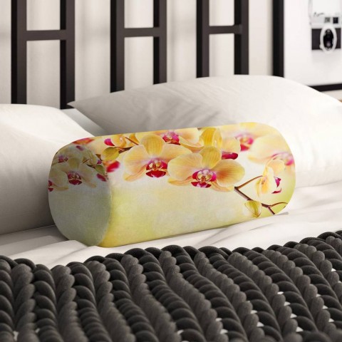 Декоративная подушка подголовник «Желтая орхидея» вид 2