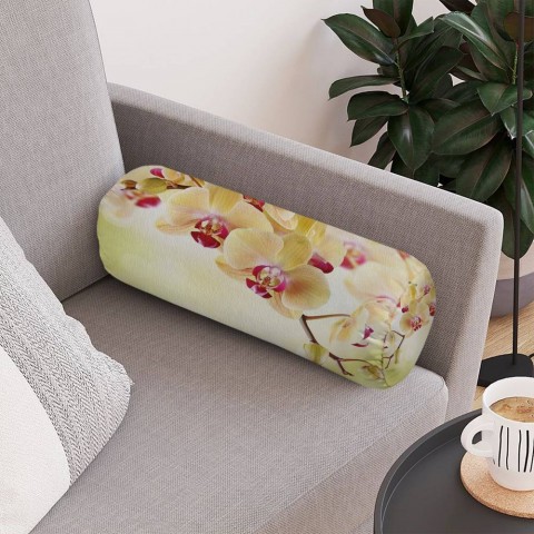 Декоративная подушка подголовник «Желтая орхидея» вид 4