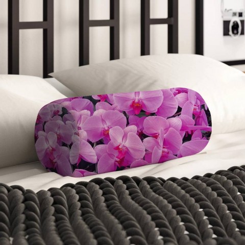 Декоративная круглая подушка «Ковер из орхидей» вид 2