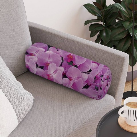 Декоративная круглая подушка «Ковер из орхидей» вид 4