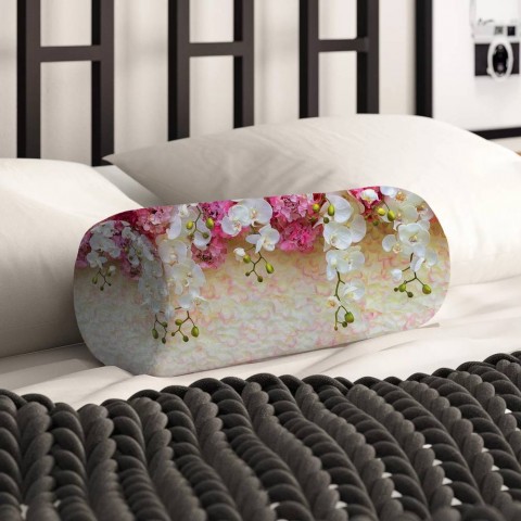 Тканевая подушка-валик «Ниспадающие орхидеи» вид 2
