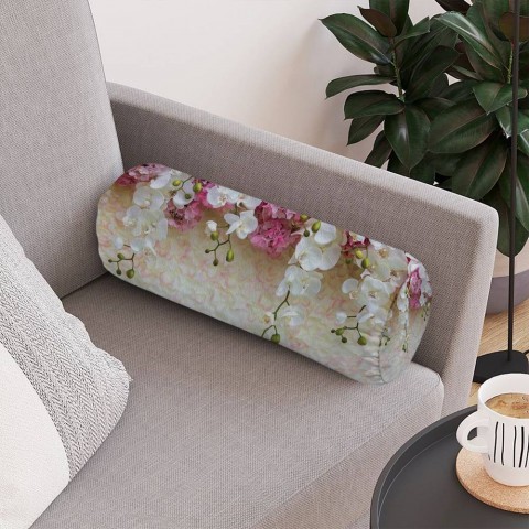 Тканевая подушка-валик «Ниспадающие орхидеи» вид 4