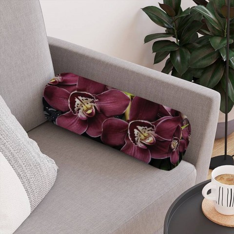 Интерьерная вытянутая подушка «Орхидеи и капли воды» вид 4