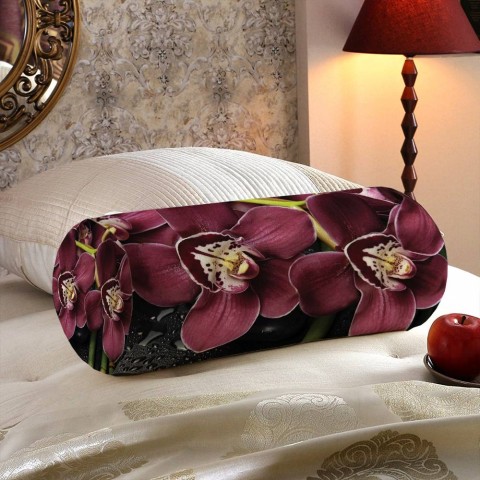Интерьерная вытянутая подушка «Орхидеи и капли воды» вид 5