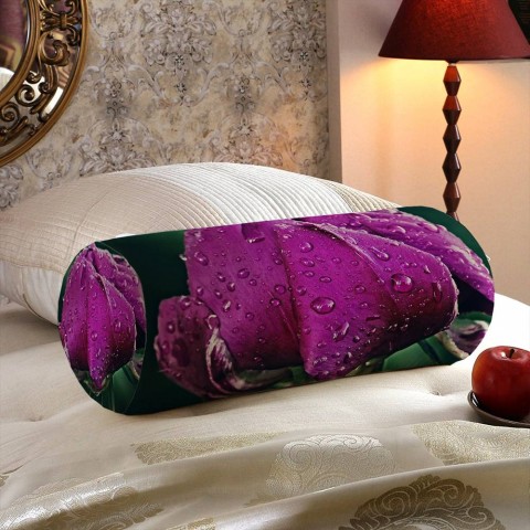 Интерьерная подушка колбаска «Пион после дождя» вид 5