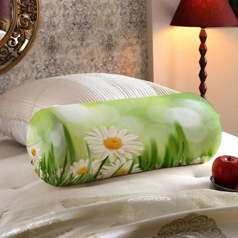 Интерьерная подушка-валик «Ромашки в траве» вид 5