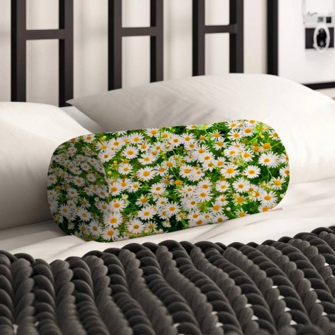 Интерьерная подушка-валик «Ромашки на поляне» вид 2