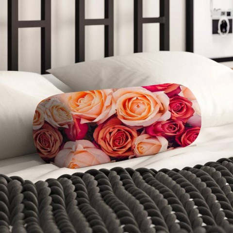 Декоративная подушка в форме валика «Ассорти из роз» вид 2