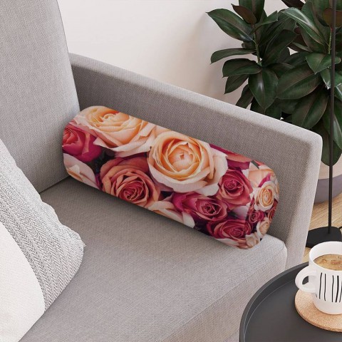 Декоративная подушка в форме валика «Ассорти из роз» вид 4