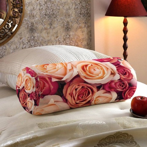 Декоративная подушка в форме валика «Ассорти из роз» вид 5