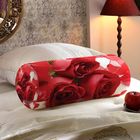 Тканевая вытянутая подушка «Композиция с алыми розами» вид 5