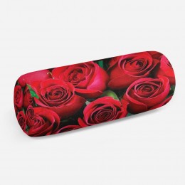 3D подушка-валик «Нежные бордовые розы»