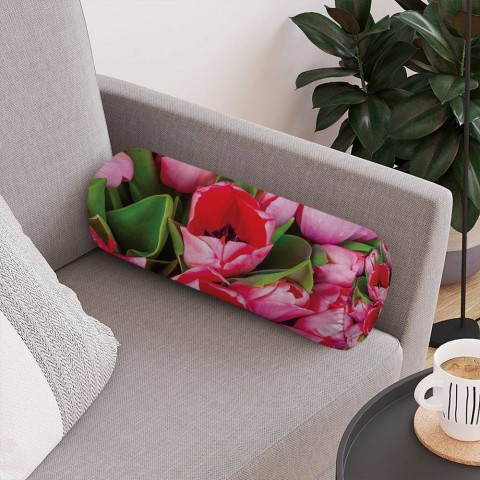 Тканевая подушка-валик «Букет тюльпанов» вид 4