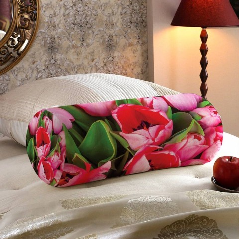 Тканевая подушка-валик «Букет тюльпанов» вид 5