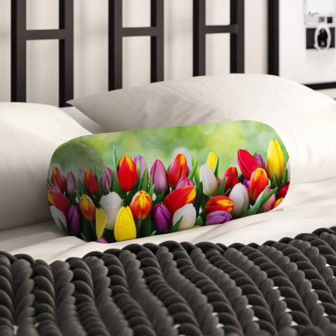 Декоративная подушка «Разноцветные тюльпаны» вид 2