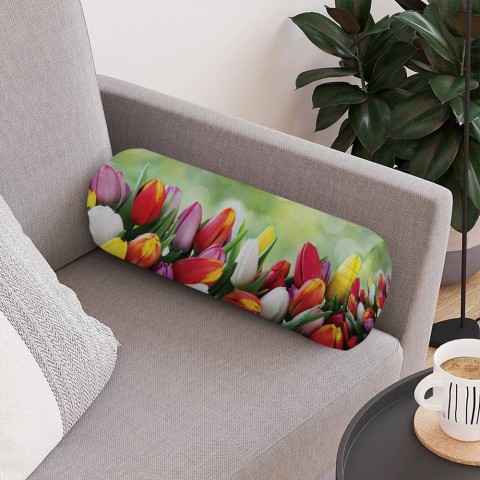 Декоративная подушка «Разноцветные тюльпаны» вид 4