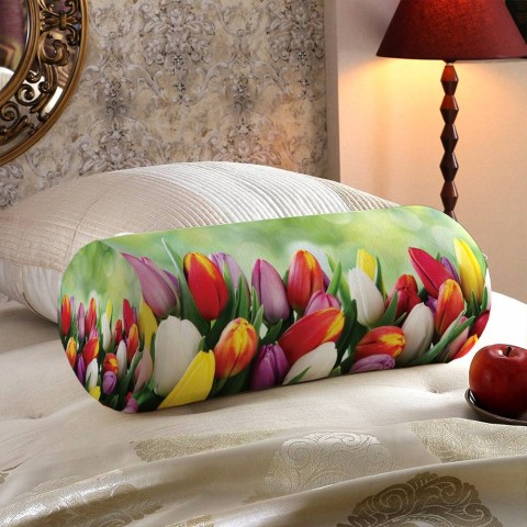 Декоративная подушка «Разноцветные тюльпаны» вид 5
