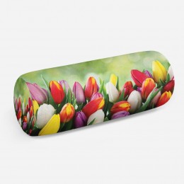 3D подушка-валик «Разноцветные тюльпаны»