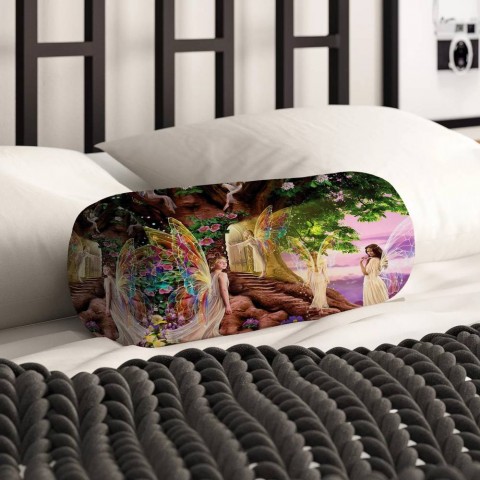 Декоративная подушка колбаска «Феи в сказочной стране» вид 2