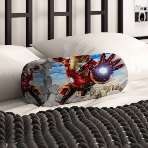 Интерьерная подушка валик «Железный Человек» вид 2