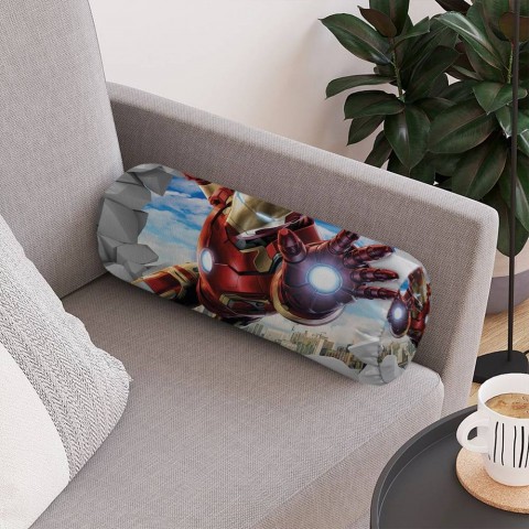 Интерьерная подушка валик «Железный Человек» вид 4