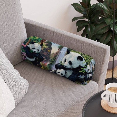 Декоративная подушка в форме валика «Семейство панд» вид 4