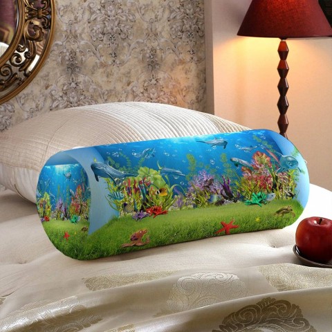 Интерьерная подушка в форме валика «Газон под водой» вид 5