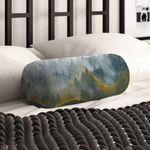 Декоративная вытянутая подушка «Туман над лесом» вид 2