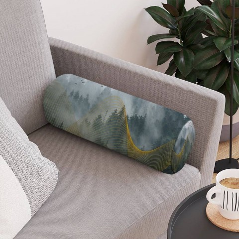 Декоративная вытянутая подушка «Туман над лесом» вид 4