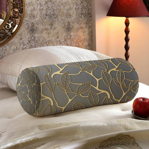 Интерьерная вытянутая подушка «Узор с золотыми листьями» вид 5