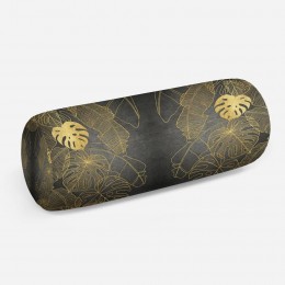 3D подушка-валик «Монстеры в золоте»